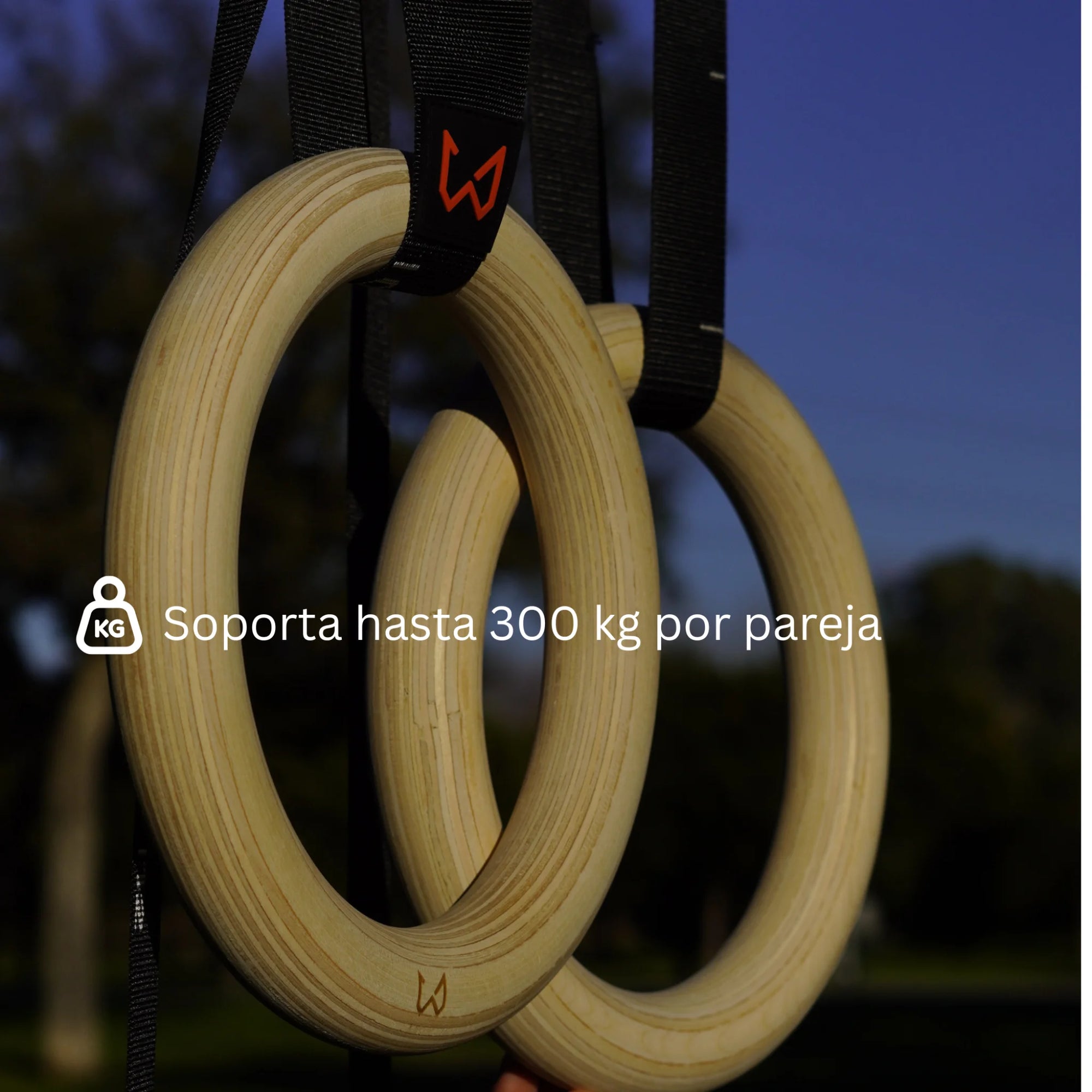 Los anillos de entrenamiento soportan hasta 300 kg.