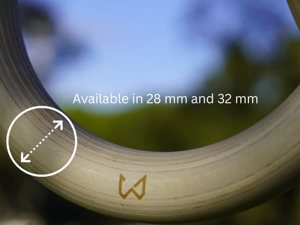 Birch workout rings in 28 and 32 mm