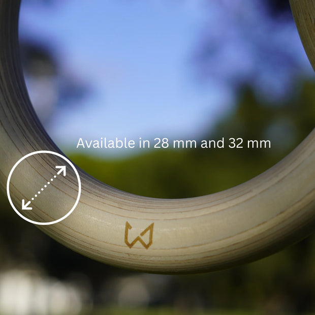 Birch workout rings in 28 and 32 mm