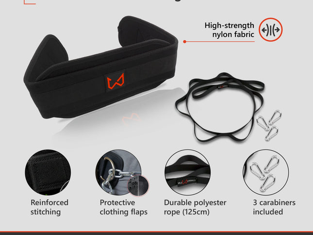 weighted dip belt training features