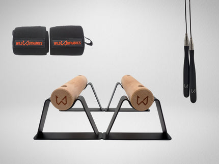 Wilddynamics Calisthenics Starter Set – Parallettes, Wrist Wraps & Jump Rope Calisthenics Starter Set – Parallettes, Wrist Wraps & Jump Rope