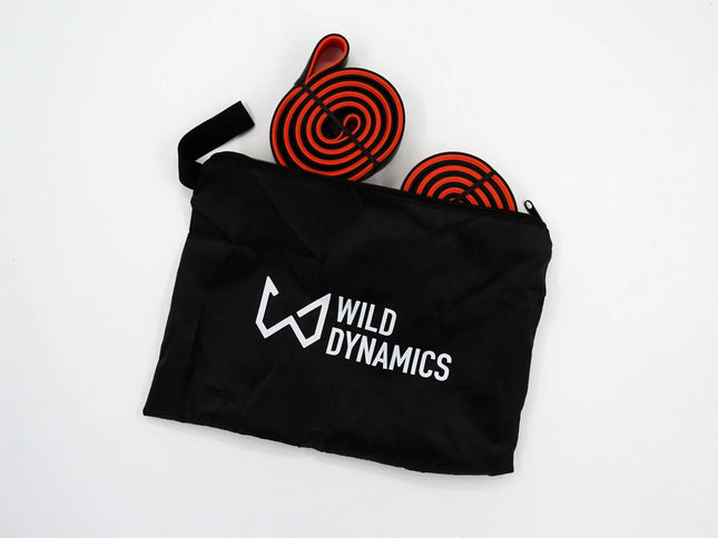 Set of wild dynamics resistance bands in a carry bag